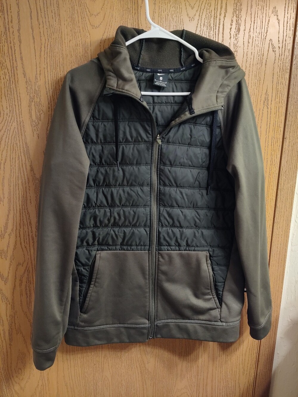 Men's Olive Green Quilted Hooded Jacket